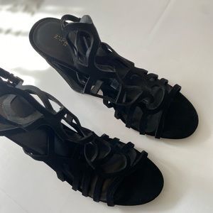 Express black velvet heels size 9 previously worn